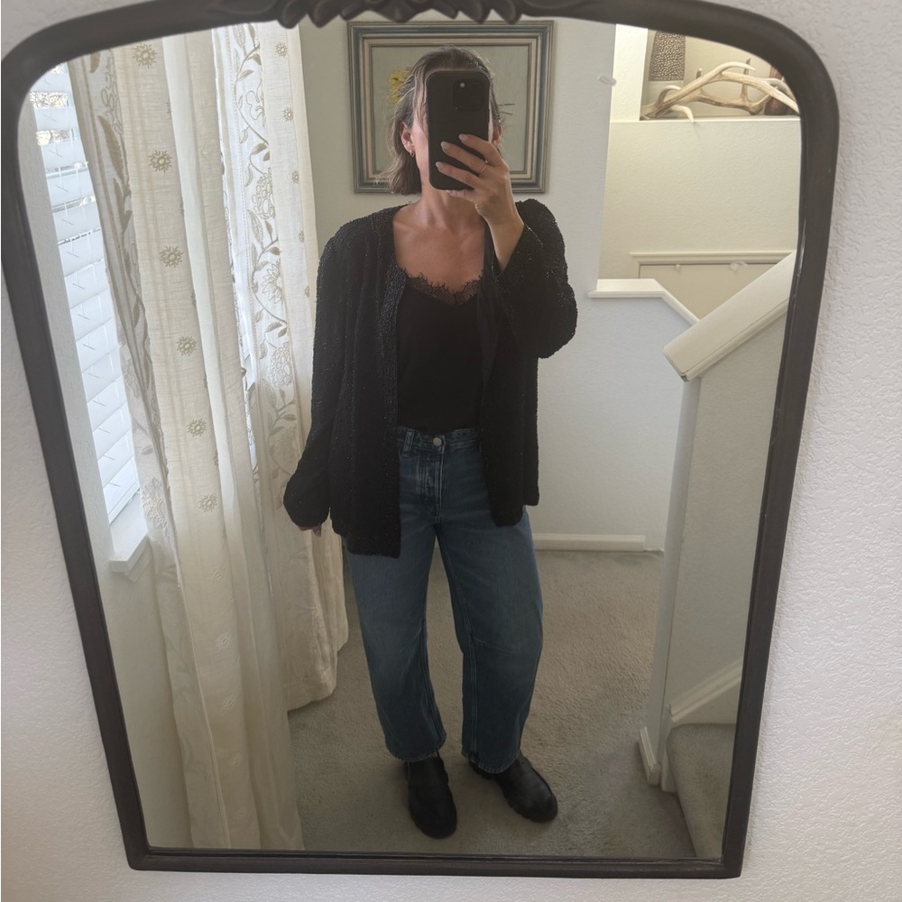 Vintage Silk Laurence Kazar Black Beaded Garment